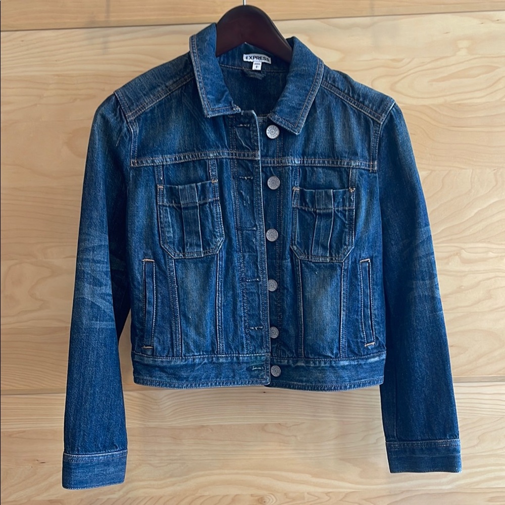 Vintage Express Blue Cropped Jean Jacket Timeless Design